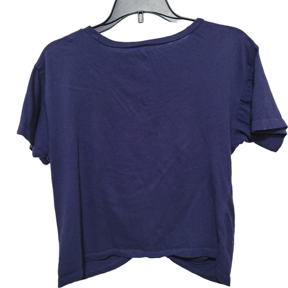 Nordstrom Girls Kids Blue Twist Front Crop T-Shirt Patch Pocket Pullover Large - Picture 2 of 6